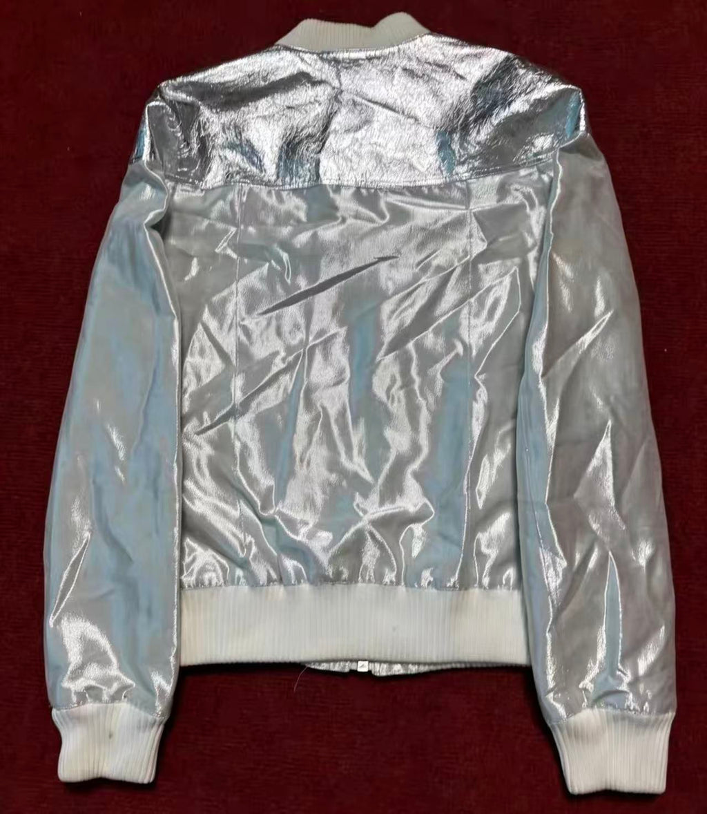 Dior Homme SS07 Silver Metallic Panel Bomber Jacket