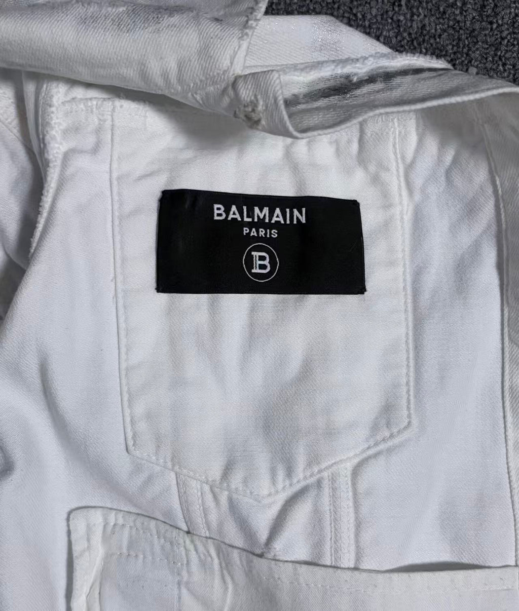 Balmain Distressed Denim Jacket