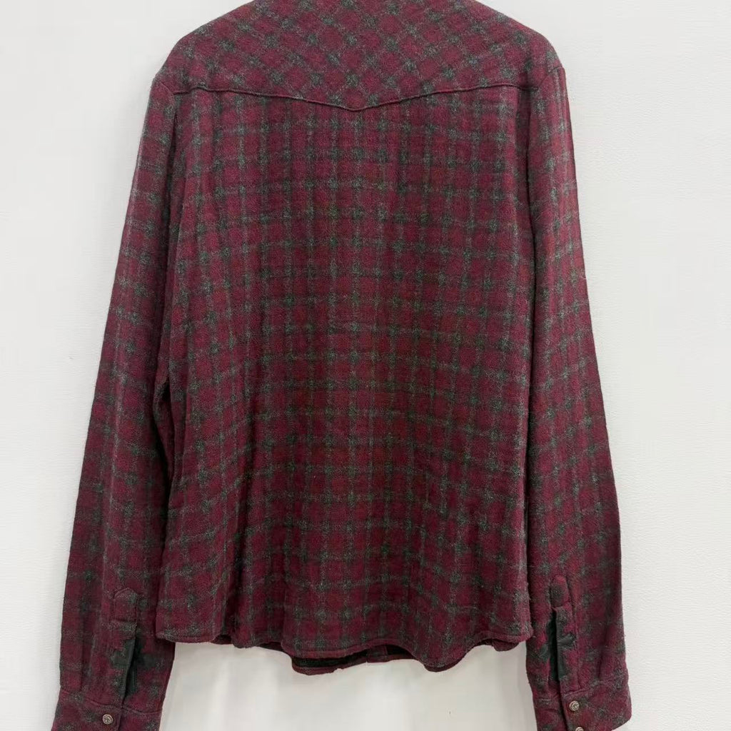 Chrome Hearts Cross Ball Button Viscose Wool Check Shirt