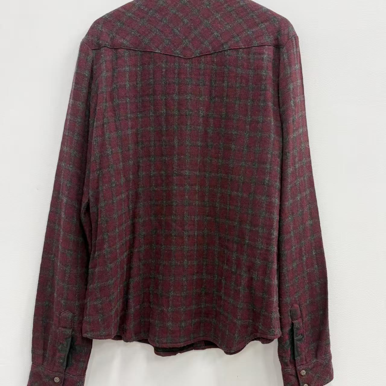 Chrome Hearts Cross Ball Button Viscose Wool Check Shirt