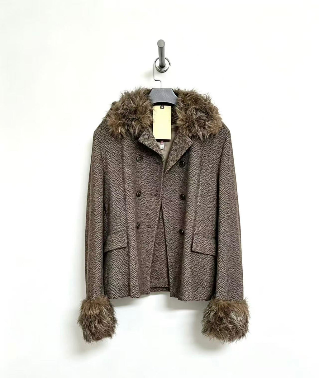 Lemaire 98AW Fur Collar Wool Jacket