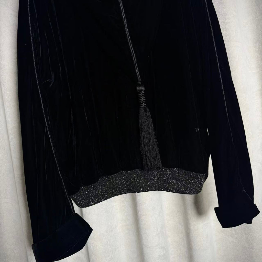 Saint Laurent 20SS Tasselled Velvet Hooded Jacket
