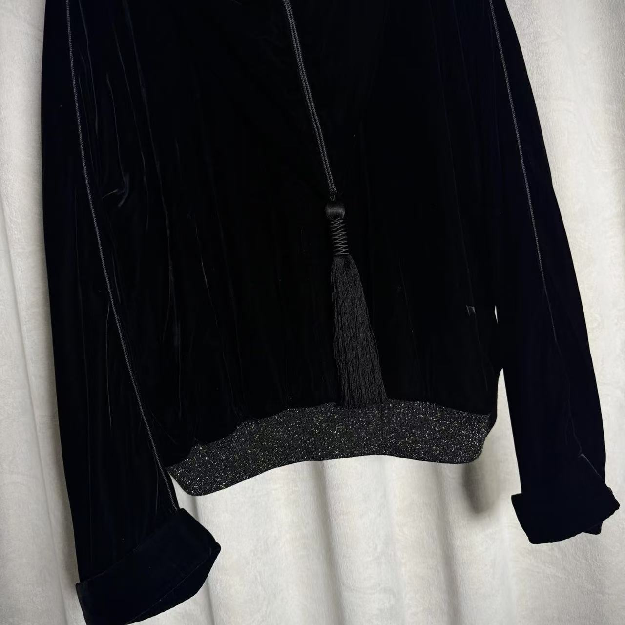Saint Laurent 20SS Tasselled Velvet Hooded Jacket
