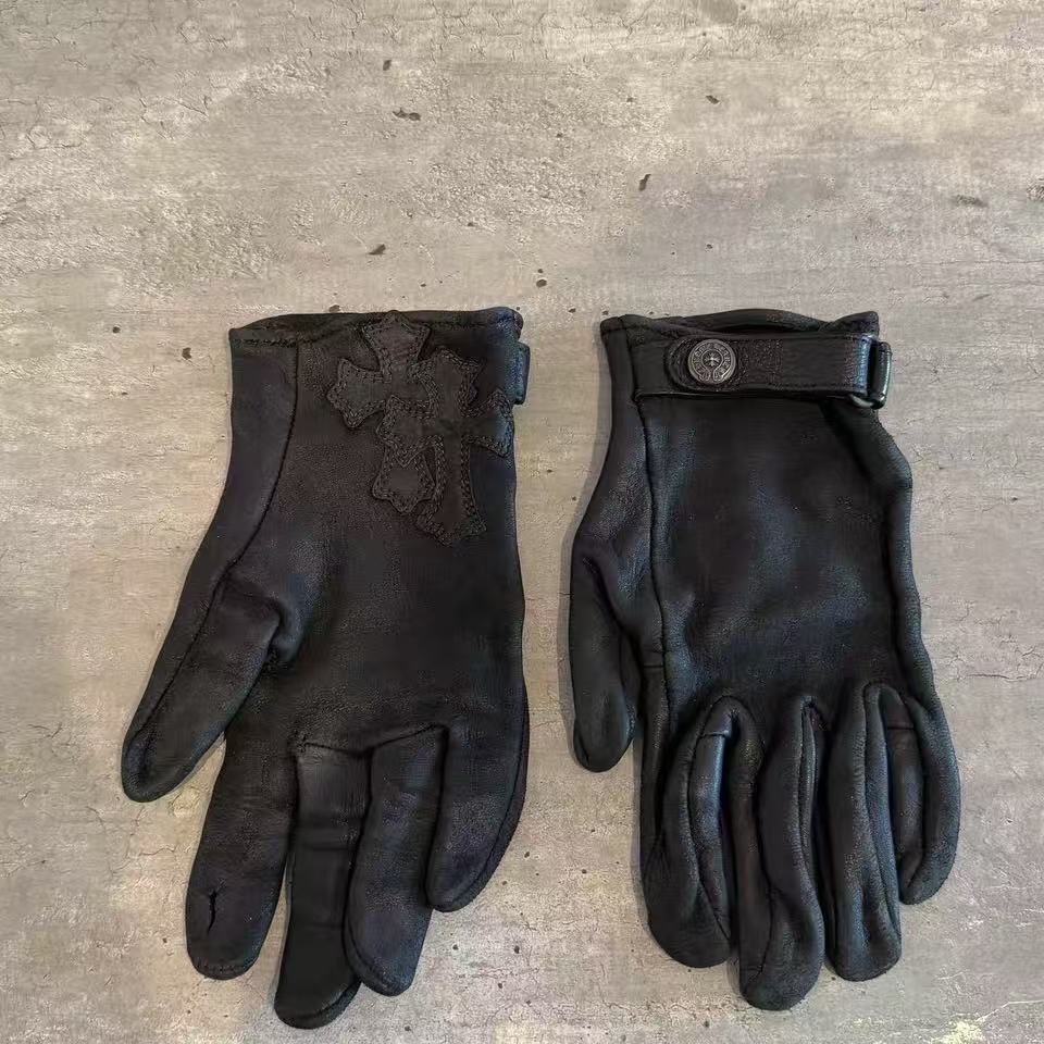 Chrome Hearts Leather Motorcycle Gloves