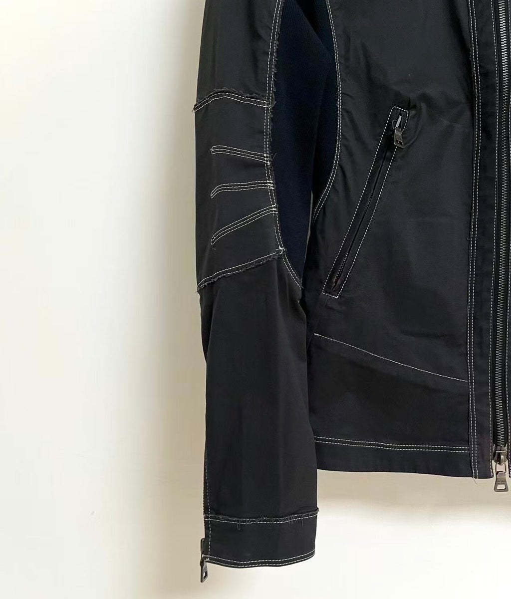 Prada Sport Contrast Stitch Nylon Moto Jacket