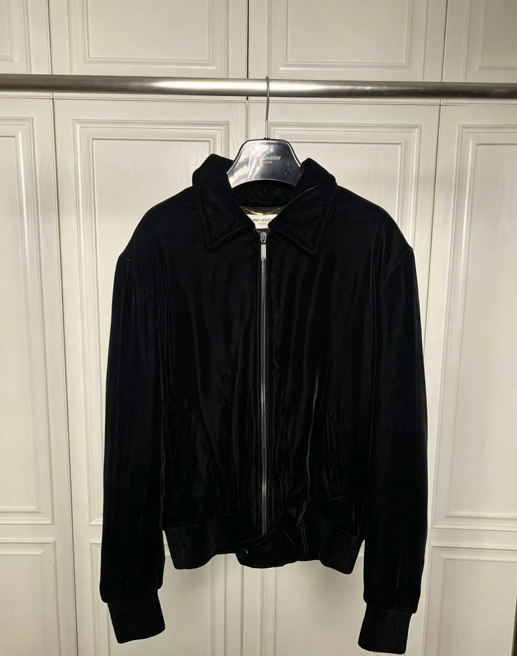 Saint Laurent 17FW Crystal Palm Tree Velvet Bomber Jacket
