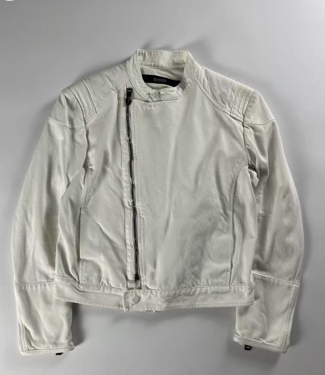 Gucci By Tom Ford 02SS Asymmetrical Zip Denim Biker Jacket