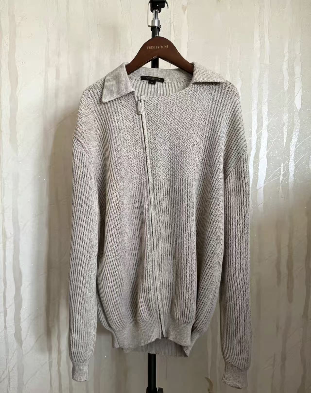 Louis Vuitton Collared Full‑Zip Ribbed Knit Cardigan
