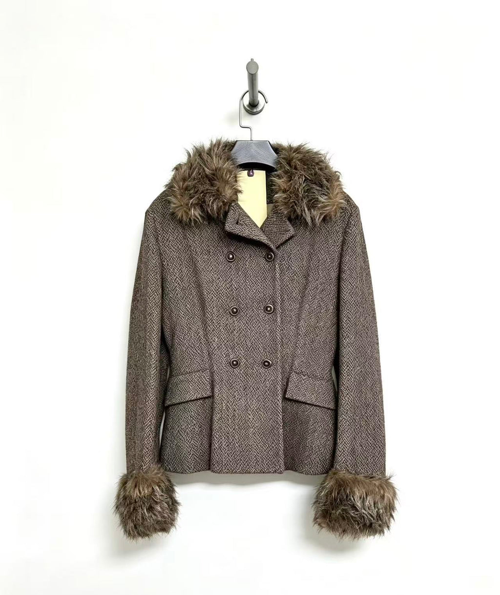 Lemaire 98AW Fur Collar Wool Jacket