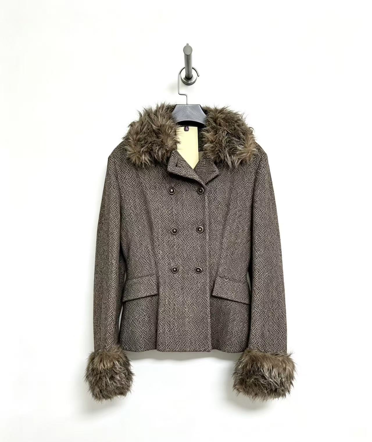 Lemaire 98AW Fur Collar Wool Jacket