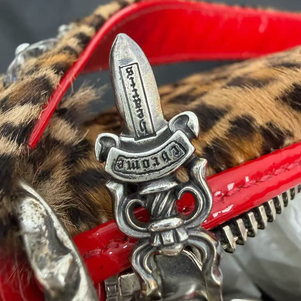 Chrome Hearts Dagger Leopard Red Patent Leather Bag