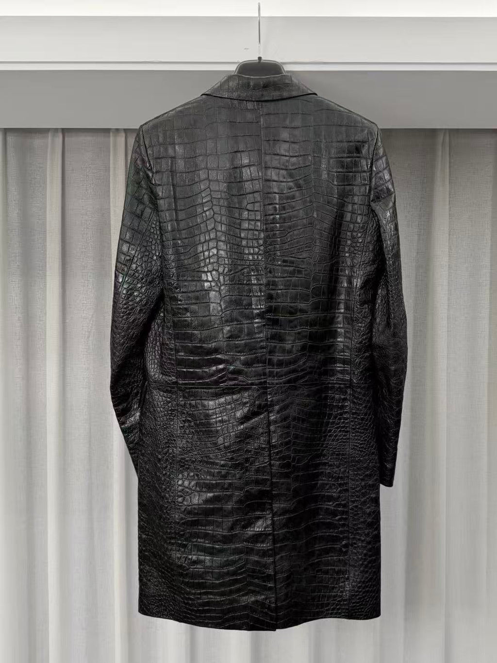 Saint Laurent 15FW Croc-Embossed Leather Coat