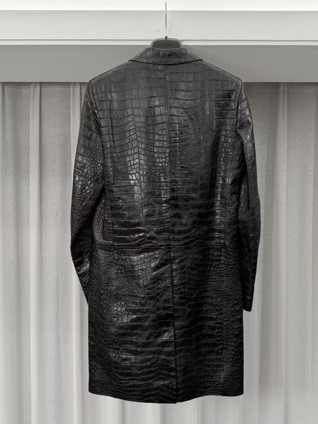 Saint Laurent 15FW Croc-Embossed Leather Coat