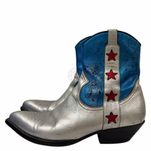 Saint Laurent 15SS Psych Rock  Star Metallic Leather Boots