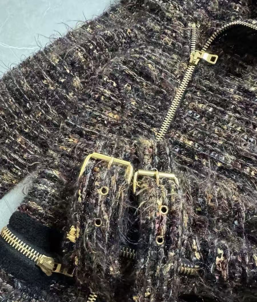 Blamain Tweed Biker Jacket