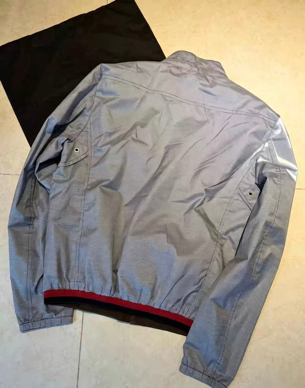 Gucci Reversible Grey Check Nylon Harrington Jacket