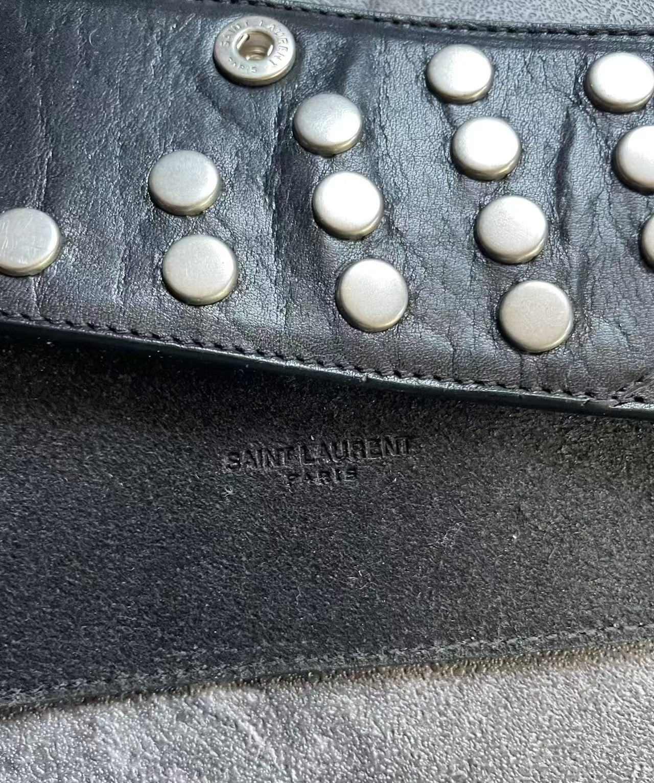 Saint Laurent Black Studded Leather Belt