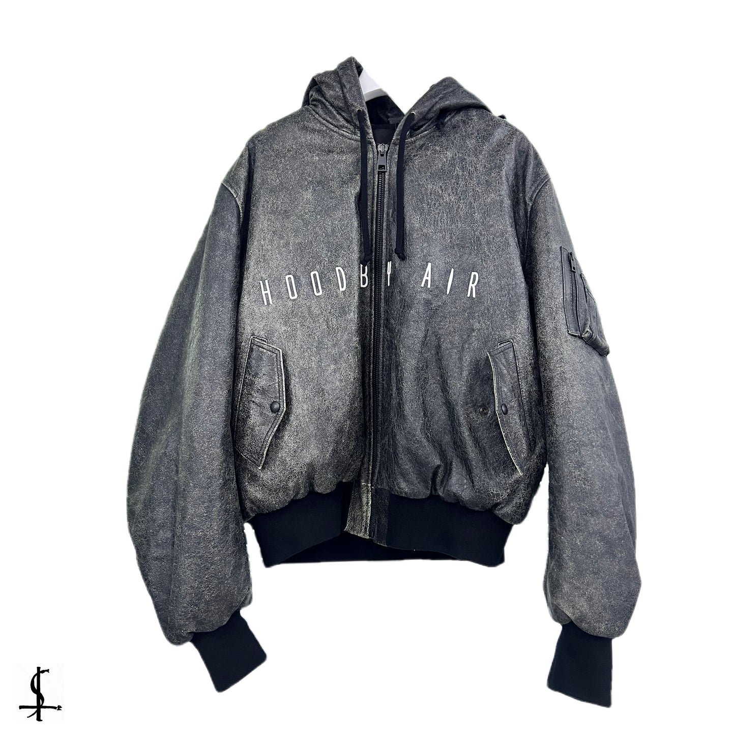 Hood by air leather bomber