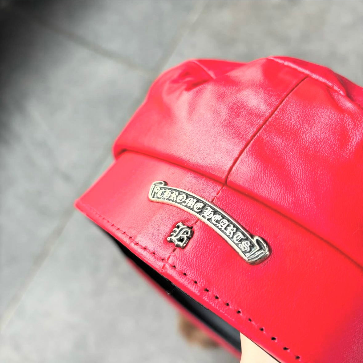 Chrome hearts military leather cap