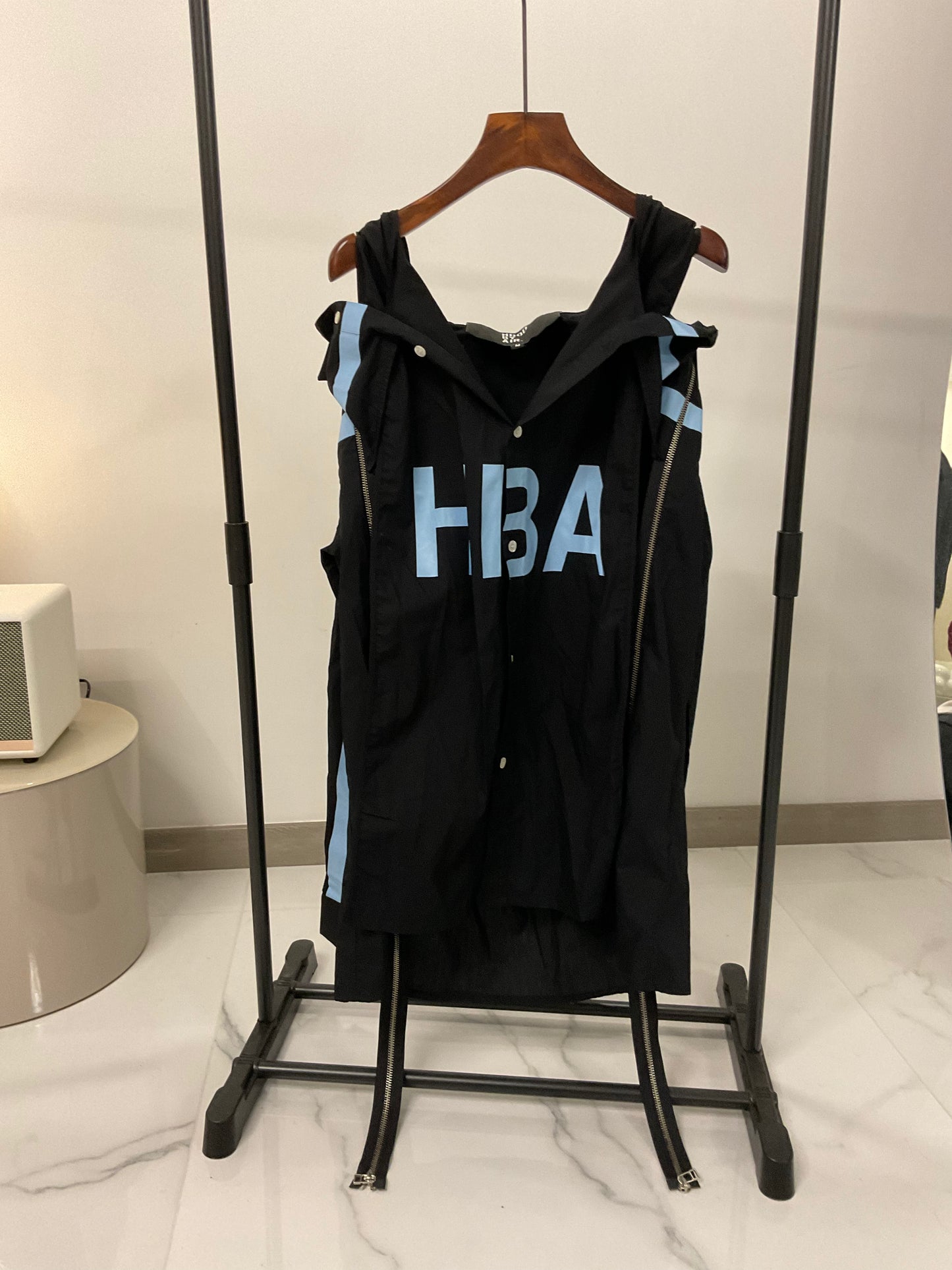 Hood by air HBA logo blue stripe double zip shirt