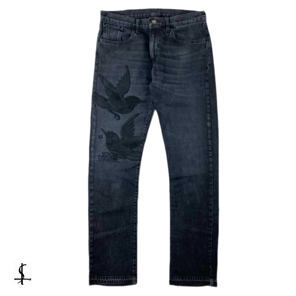 Gucci bird embroidered jeans