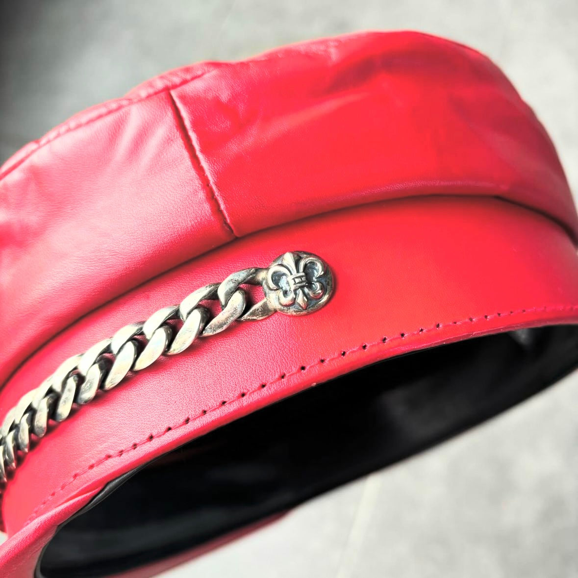 Chrome hearts military leather cap