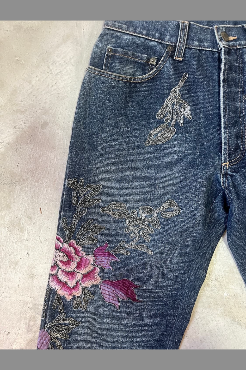 Gucci aw1999 jeans floral embroidered