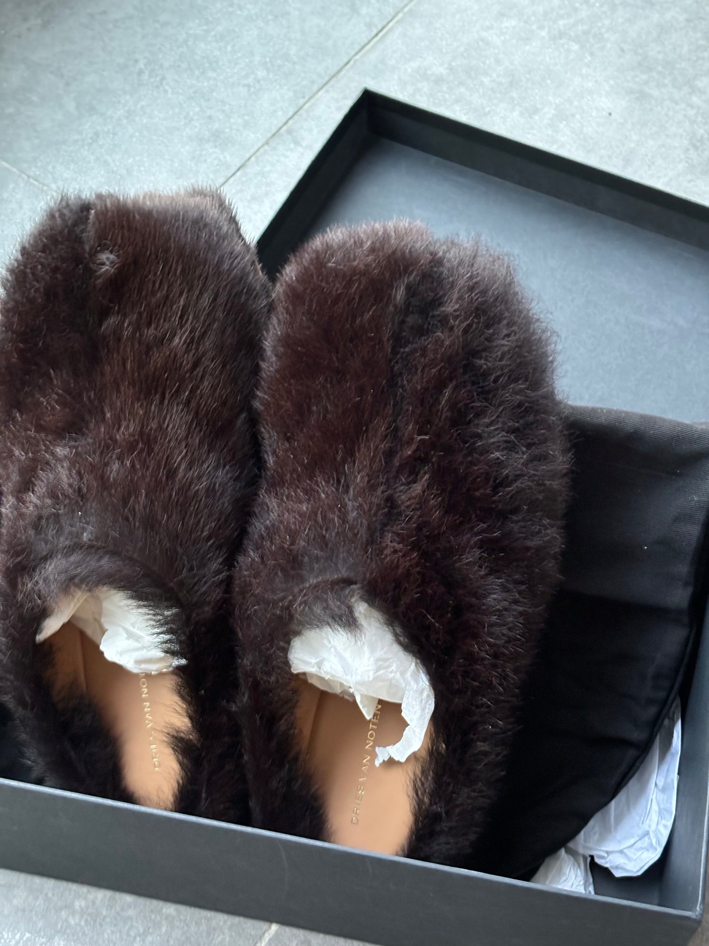 Dries van noten fur platform mule