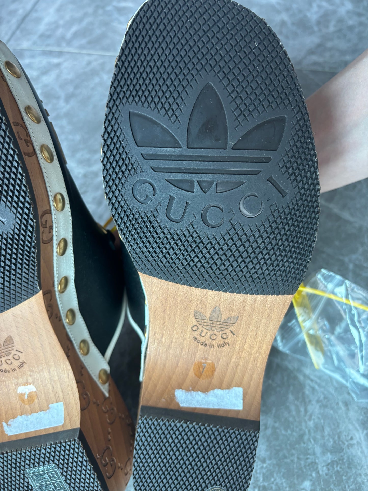 GUCCI adidas x Gucci men's leather clog