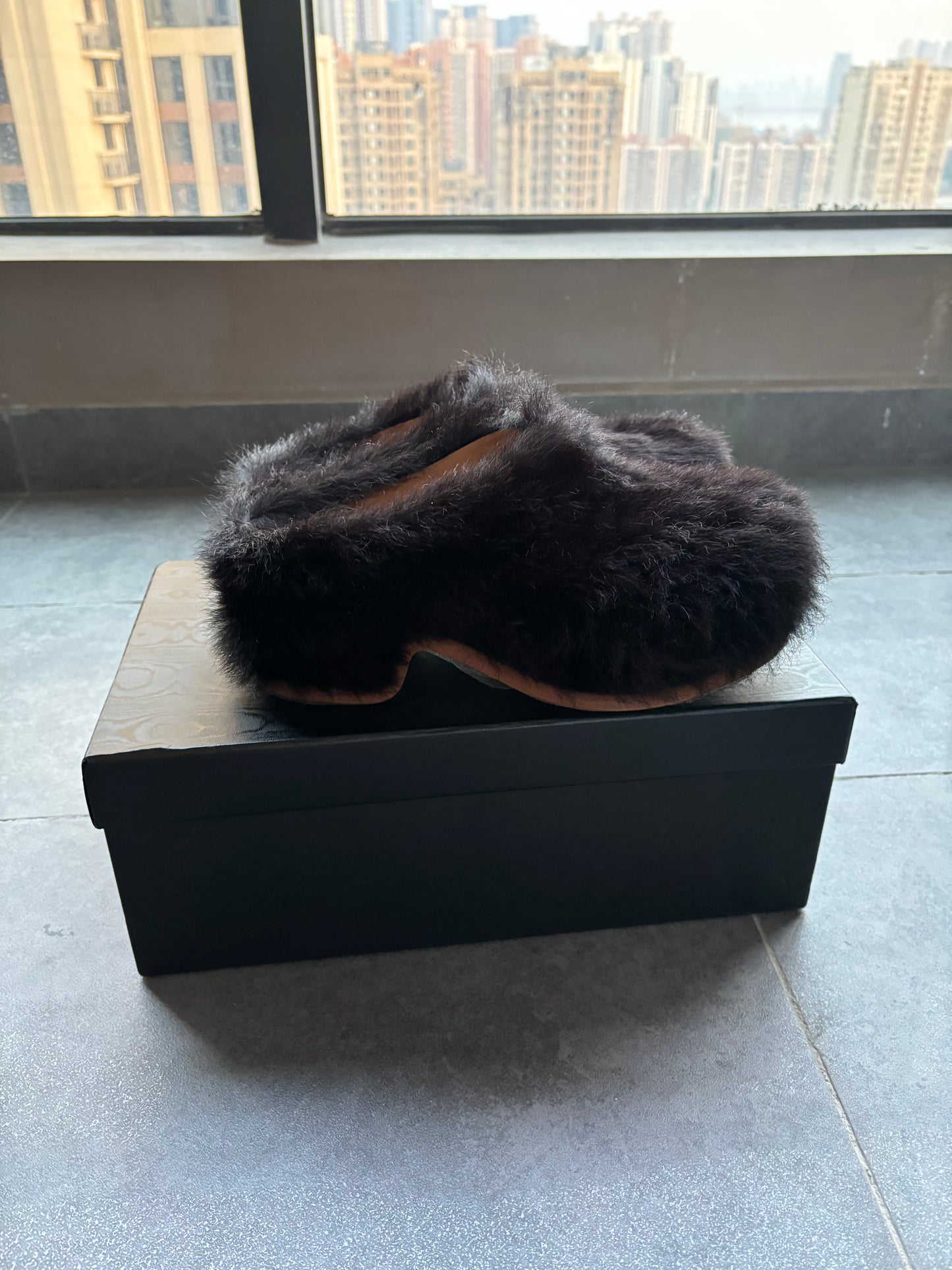 Dries van noten fur platform mule