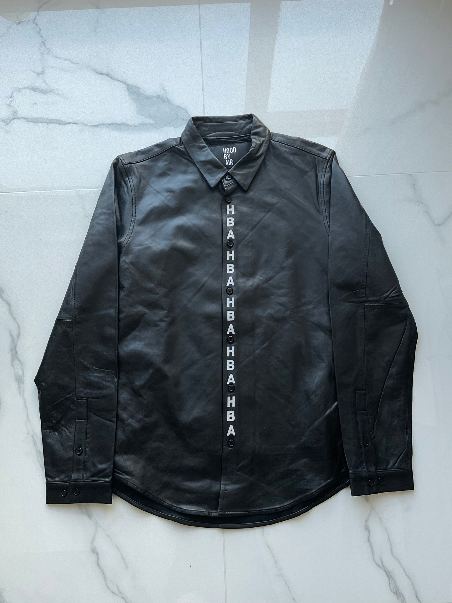 Hood by air compass leather shirt