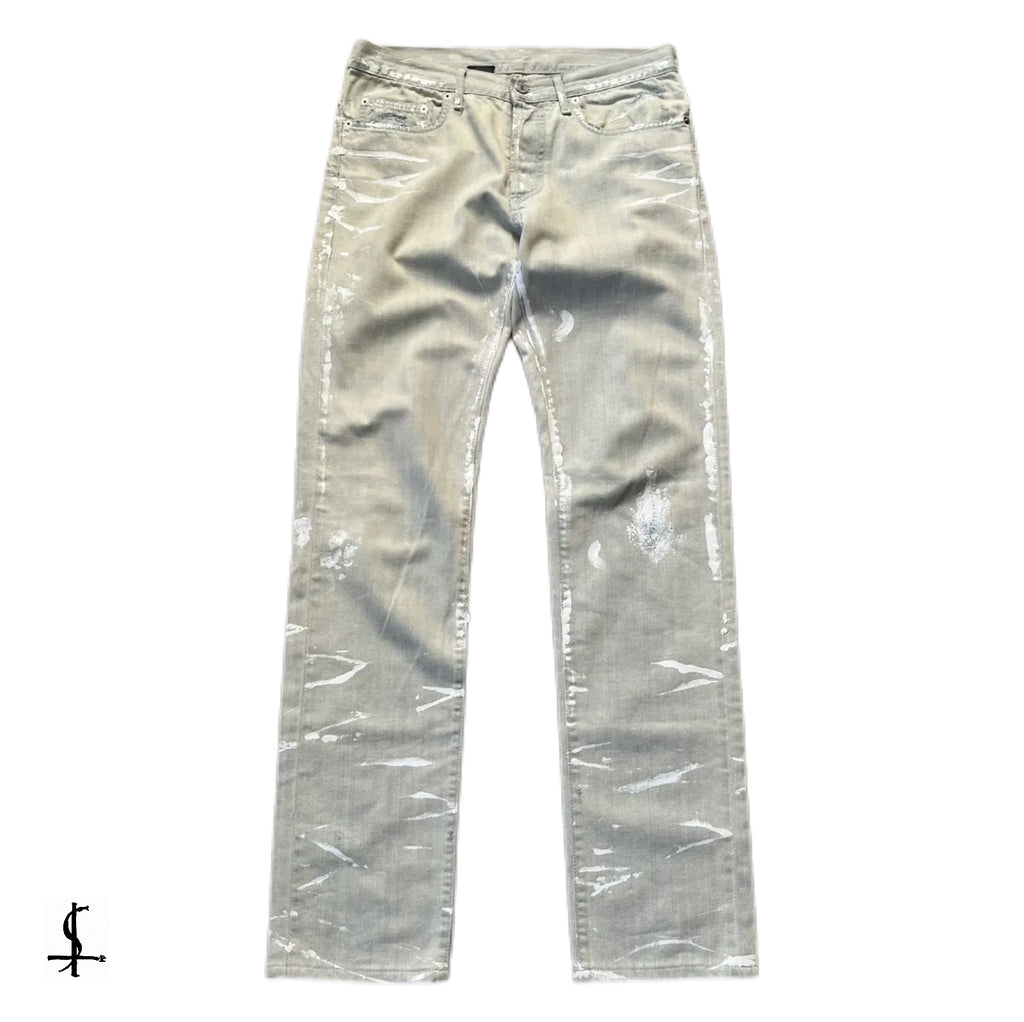 Dior × Hedi Slimane Dior Homme white paint splatter jeans