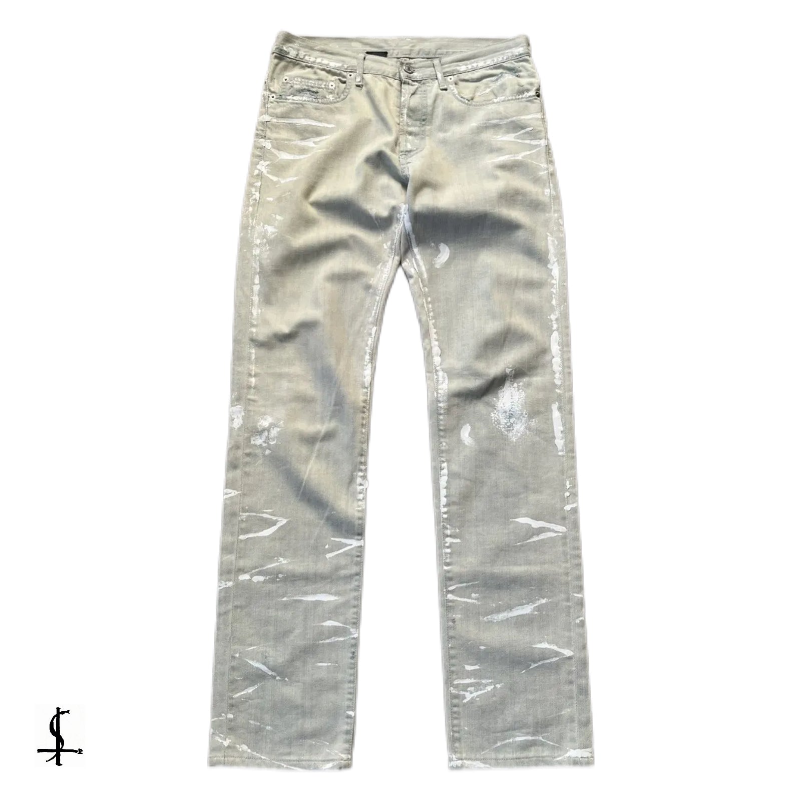 Dior × Hedi Slimane Dior Homme white paint splatter jeans