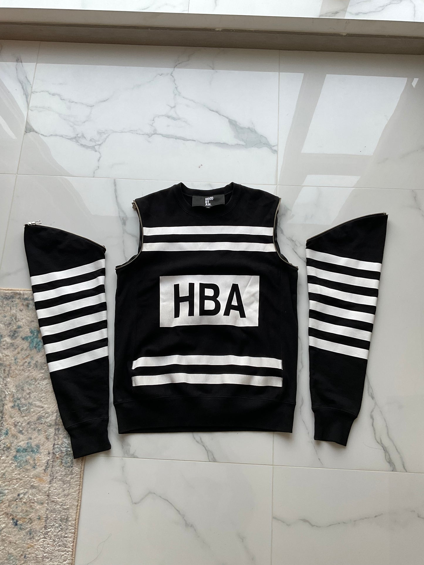 Hood by air stripe detachable long sleeve sweater