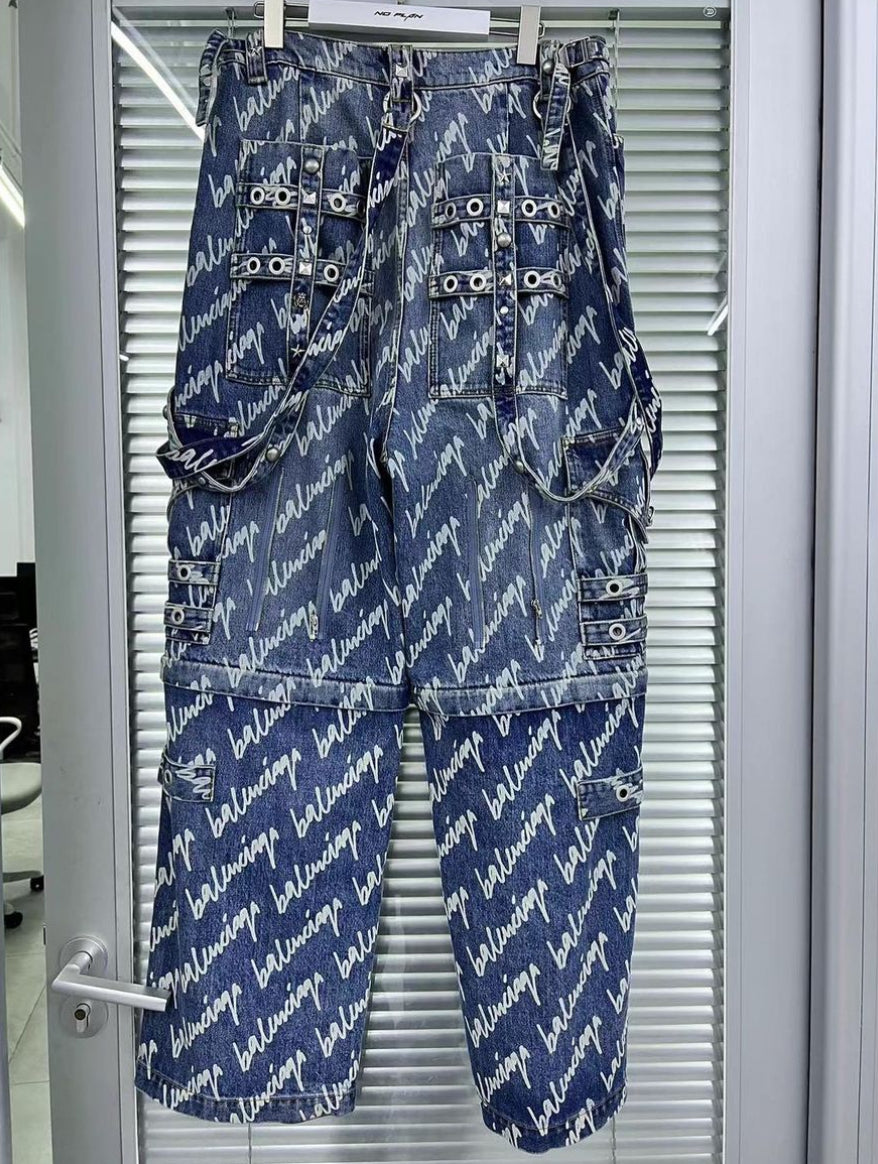 Balenciaga all over raver cargo denim