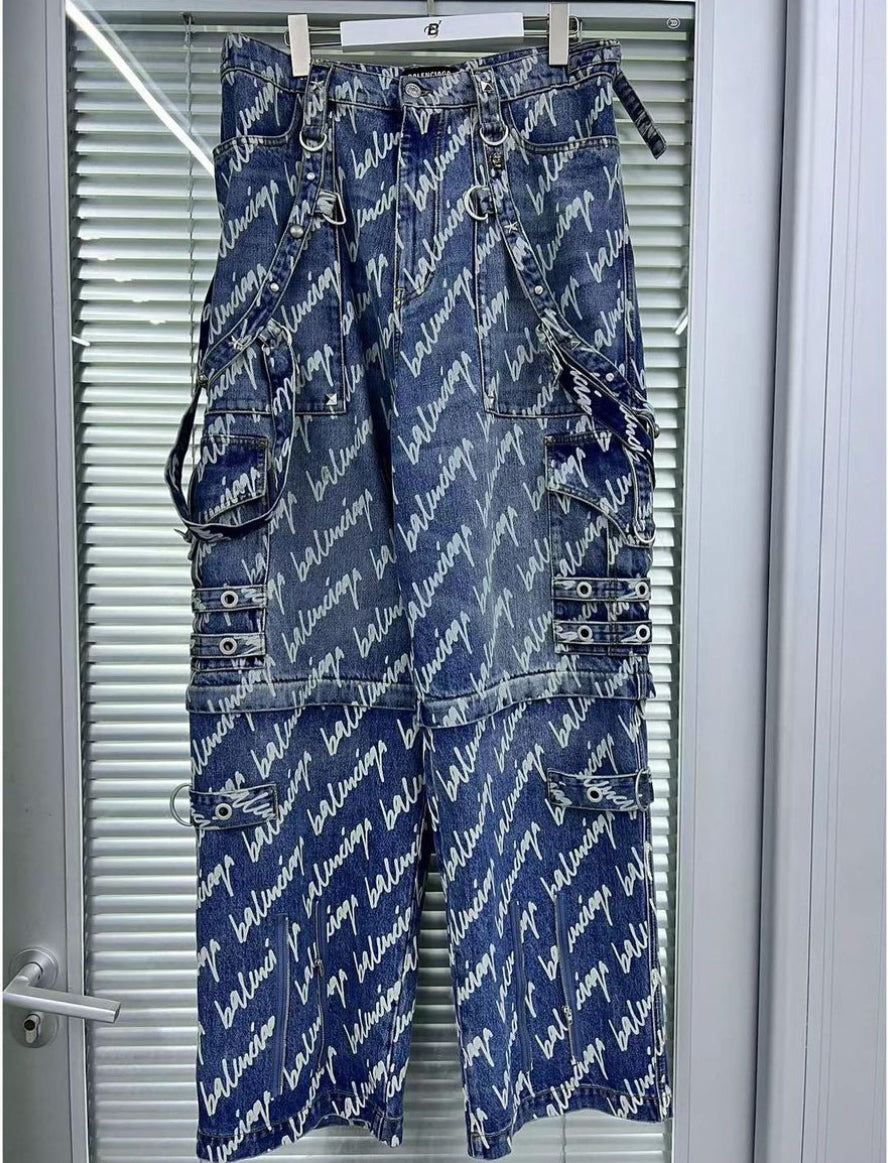 Balenciaga all over raver cargo denim