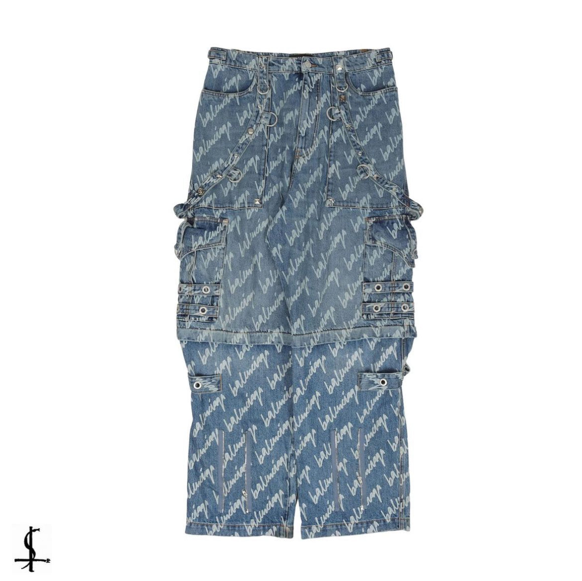 Balenciaga all over raver cargo denim
