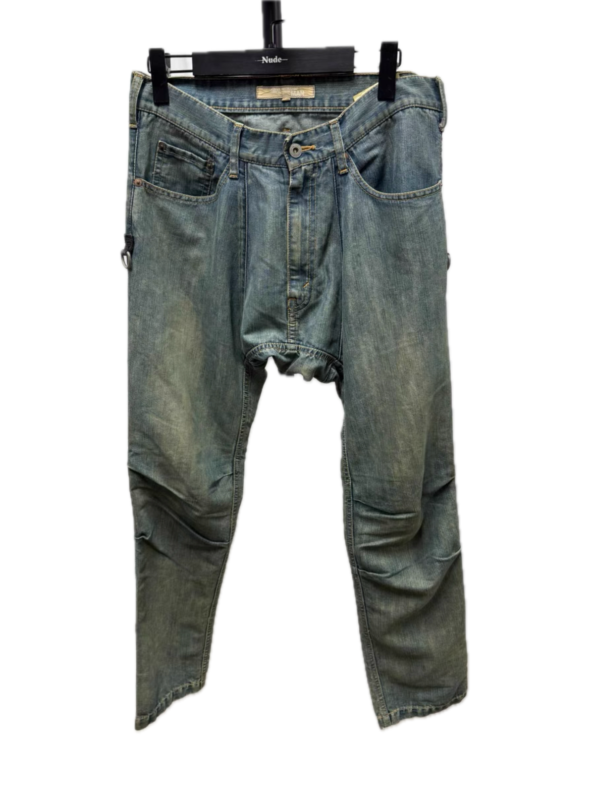 Junya Watanabe Drop-Crotch Washed Denim Jeans
