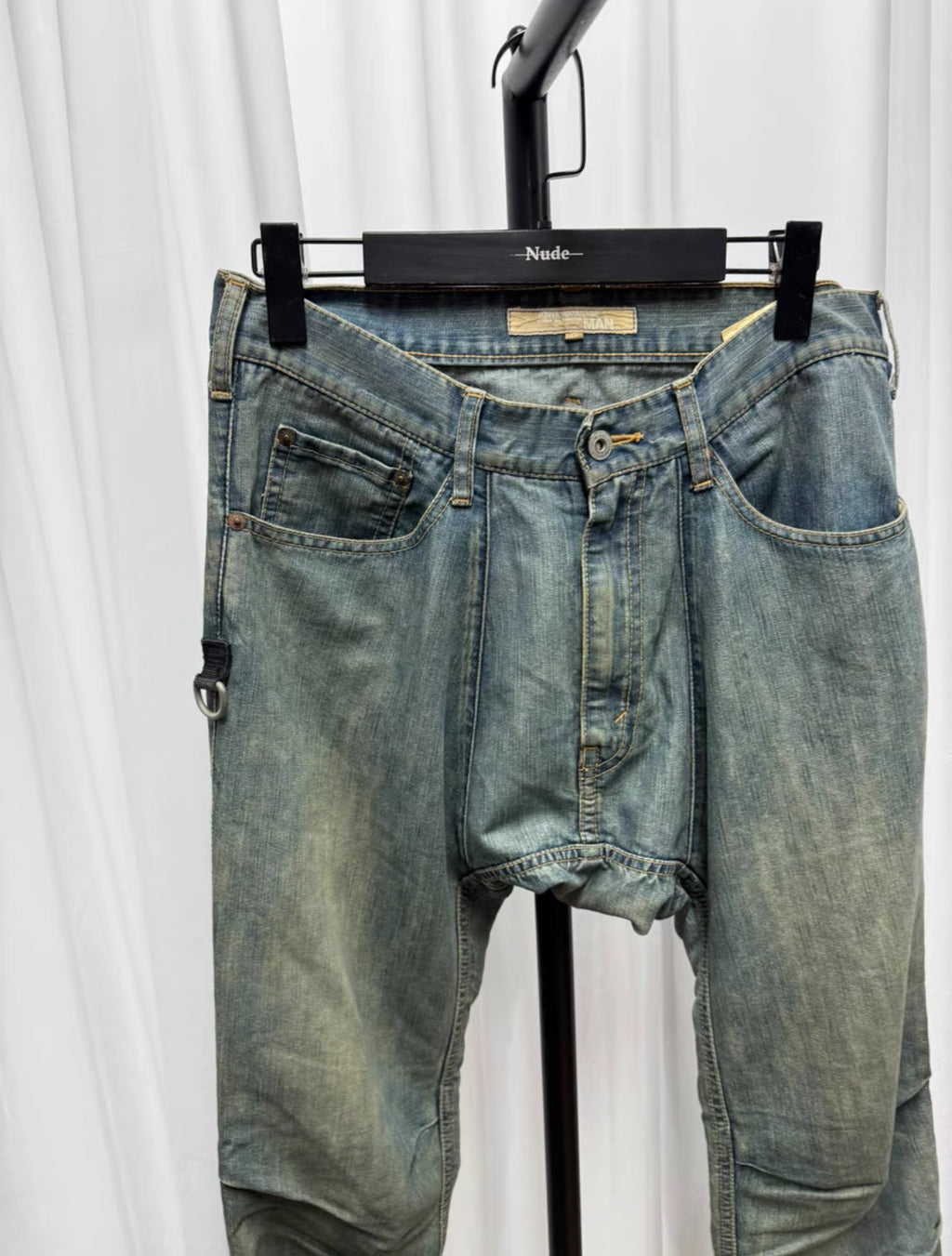 Junya Watanabe Drop-Crotch Washed Denim Jeans