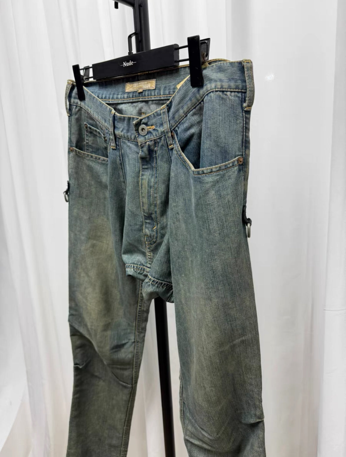 Junya Watanabe Drop-Crotch Washed Denim Jeans