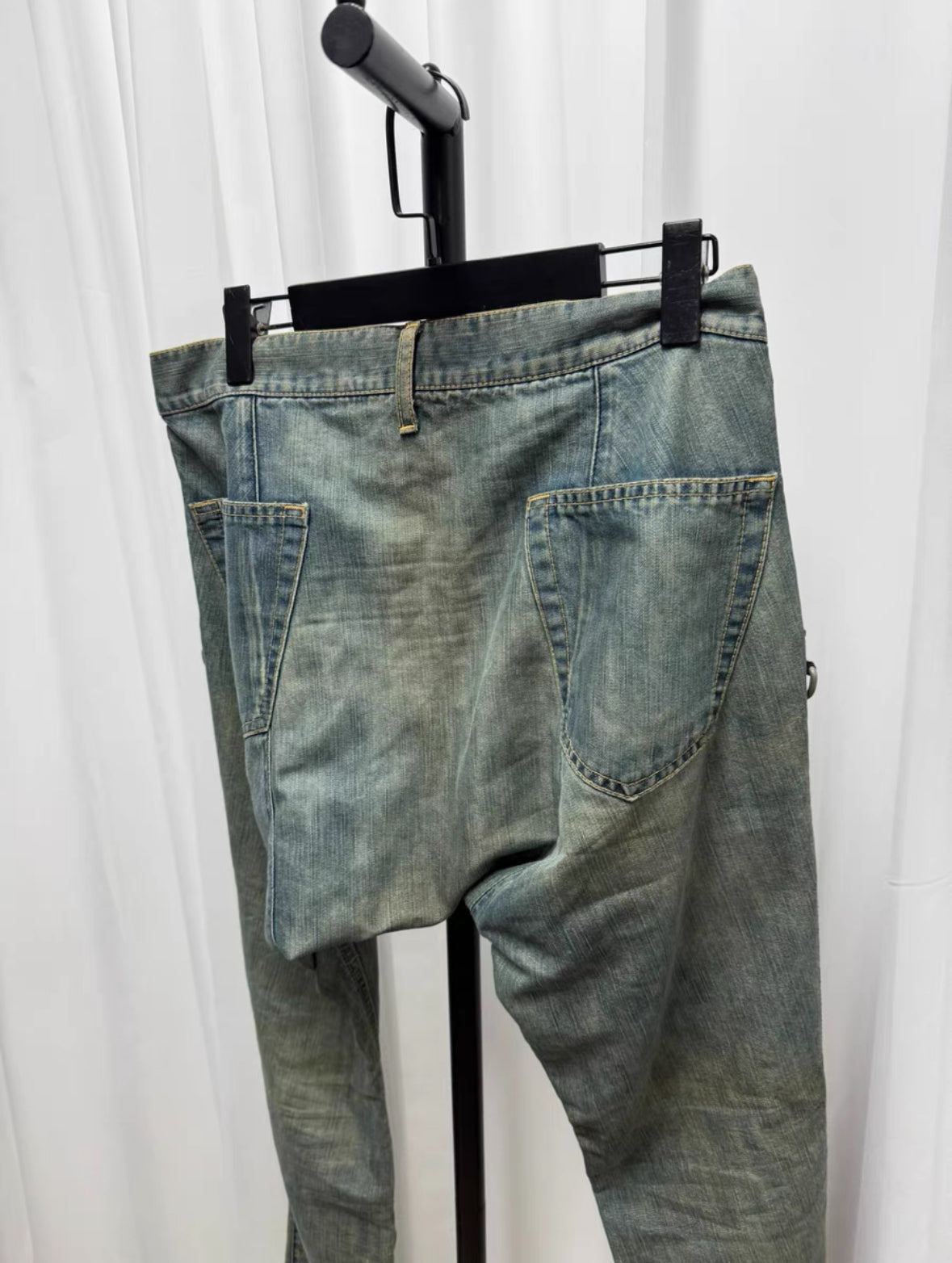 Junya Watanabe Drop-Crotch Washed Denim Jeans