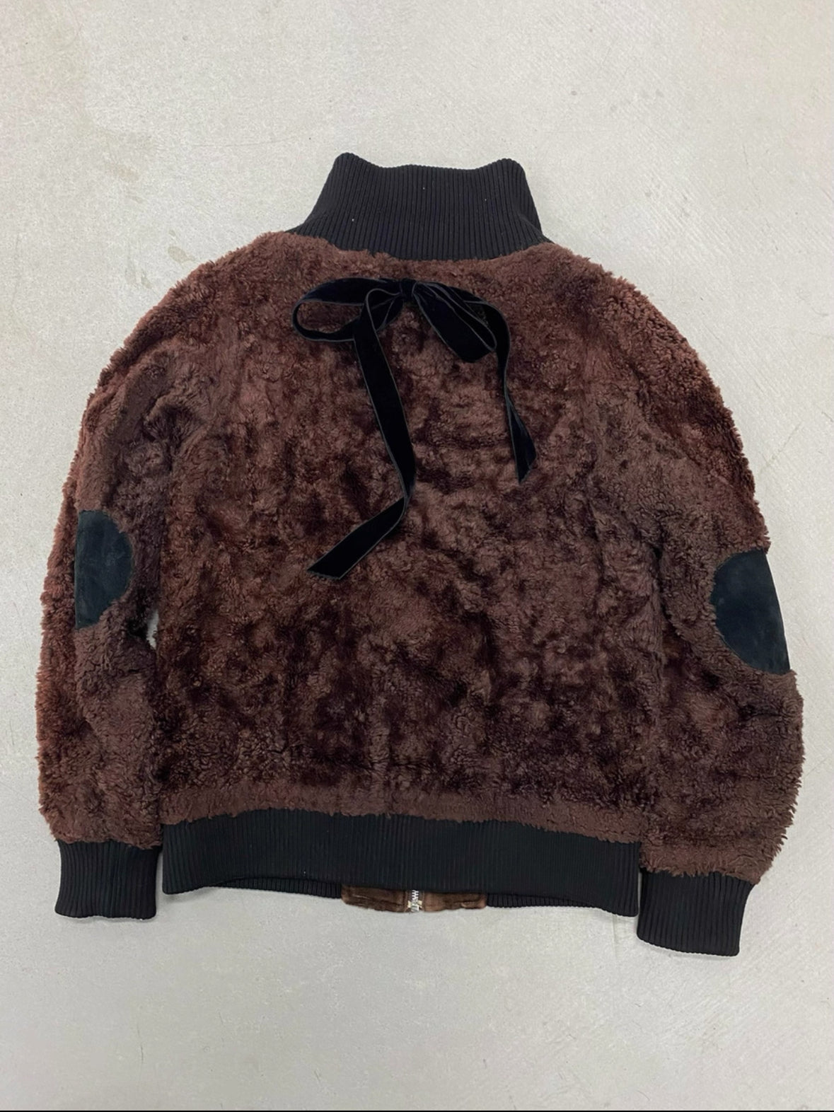 Undercover 03AW “Witch” Velvet Bow Short Pile Appliqué Jacket