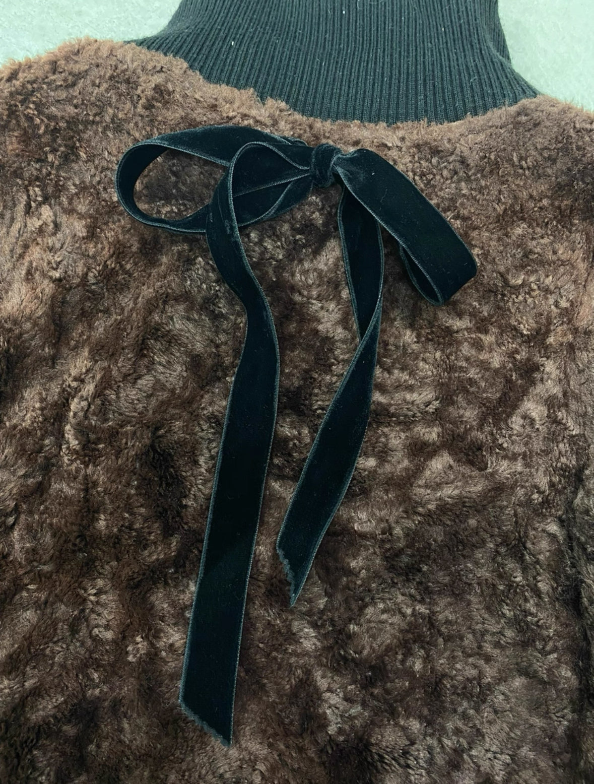 Undercover 03AW “Witch” Velvet Bow Short Pile Appliqué Jacket