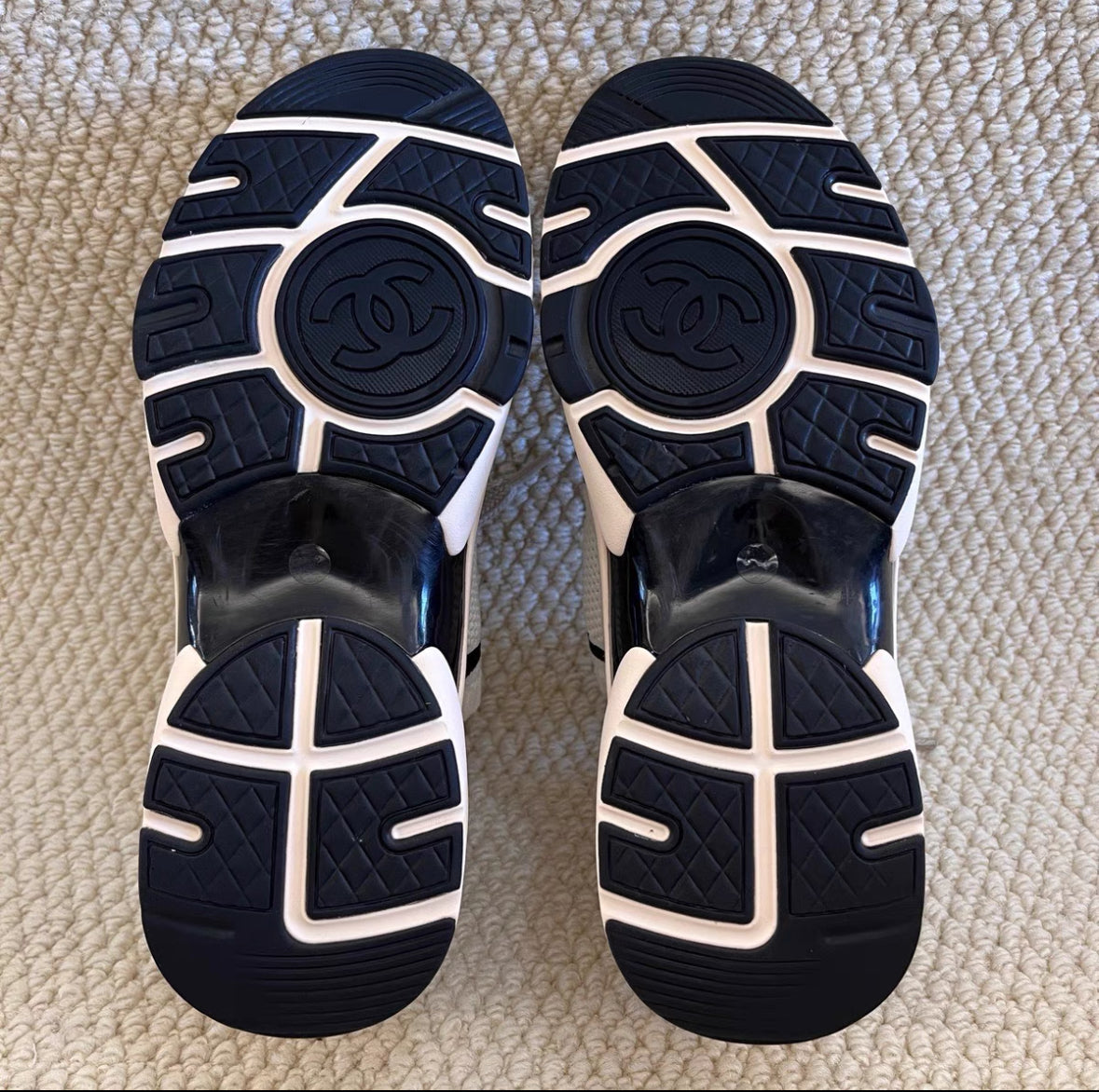 Chanel Beige “Sock-Style” CC Logo Sneakers – Subtle Platform Design