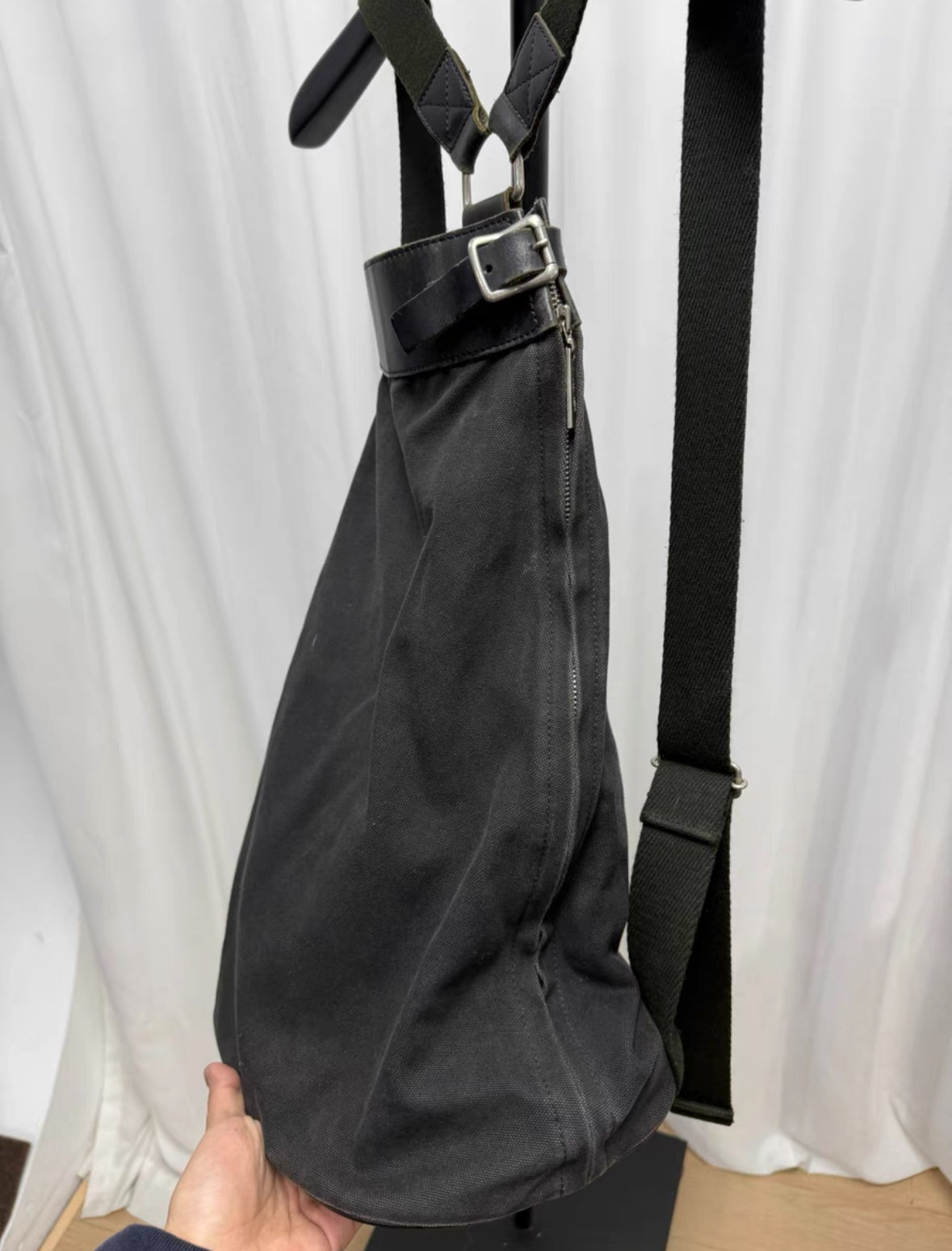 Yohji Yamamoto pour homme Leather Patch Canvas Backpack