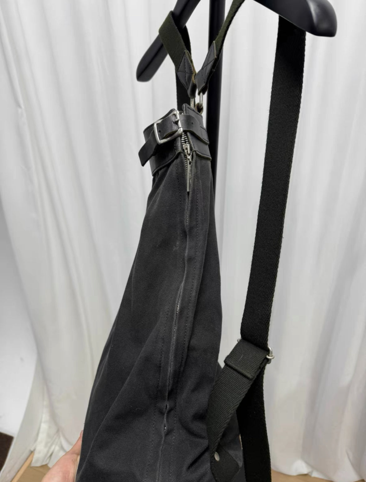 Yohji Yamamoto pour homme Leather Patch Canvas Backpack