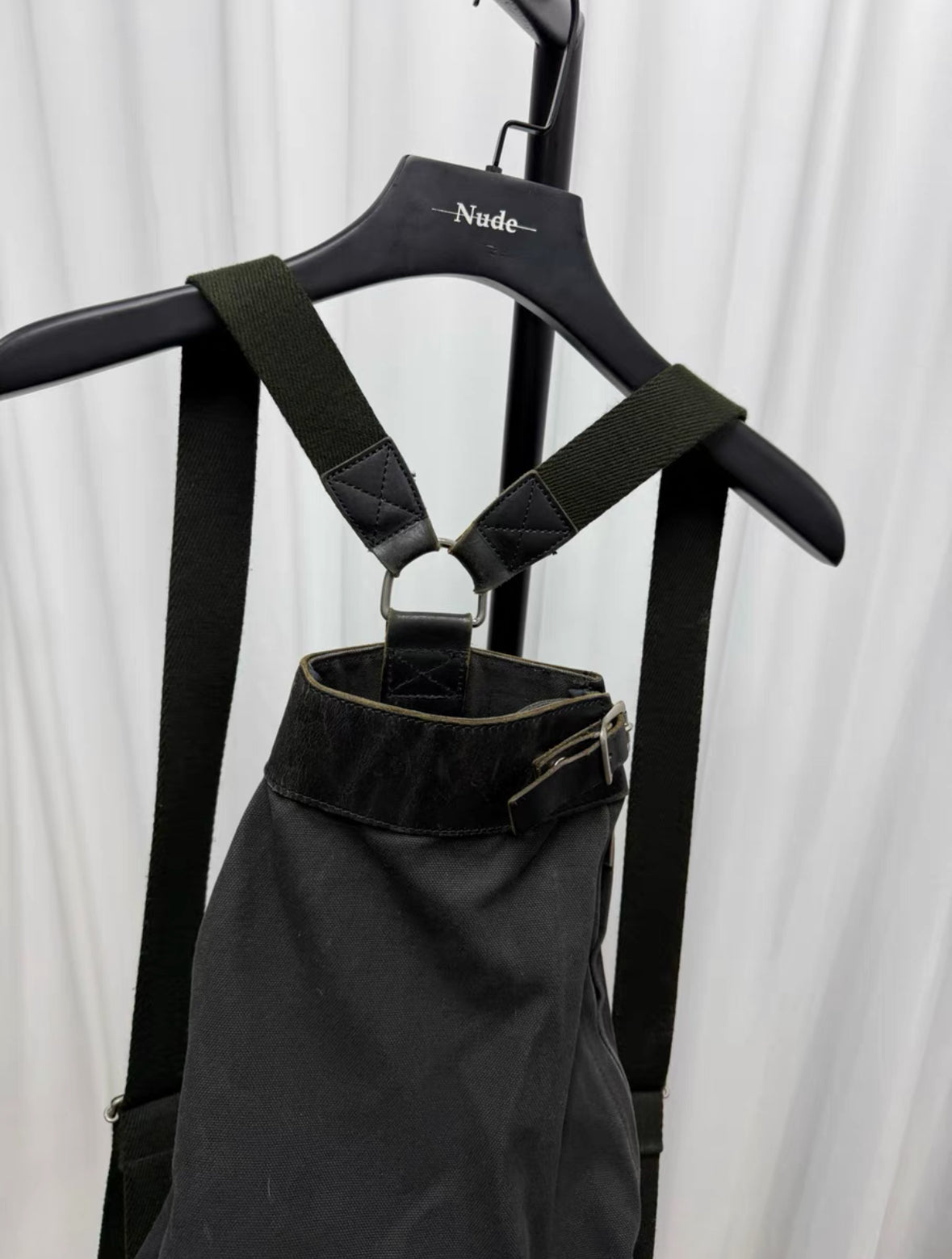 Yohji Yamamoto pour homme Leather Patch Canvas Backpack