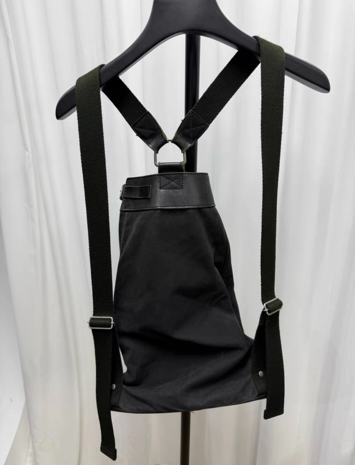 Yohji Yamamoto pour homme Leather Patch Canvas Backpack