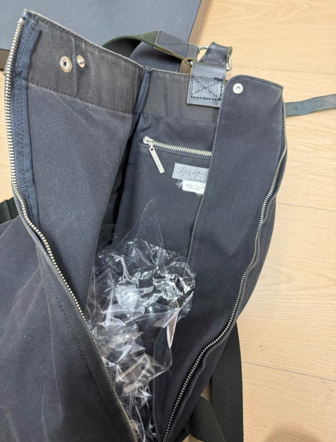 Yohji Yamamoto pour homme Leather Patch Canvas Backpack