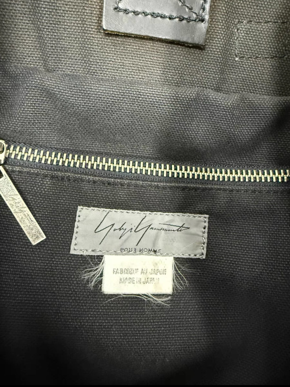 Yohji Yamamoto pour homme Leather Patch Canvas Backpack